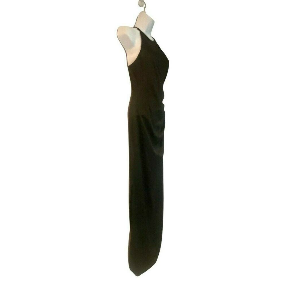 Laundry Shelli Segal Satin Slitted Evening Gown Black Formal Maxi Slip Dress - Picture 4 of 10